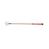 Red and black patterned equestrian spiral star riding whip with a clear star-shaped head for riding use