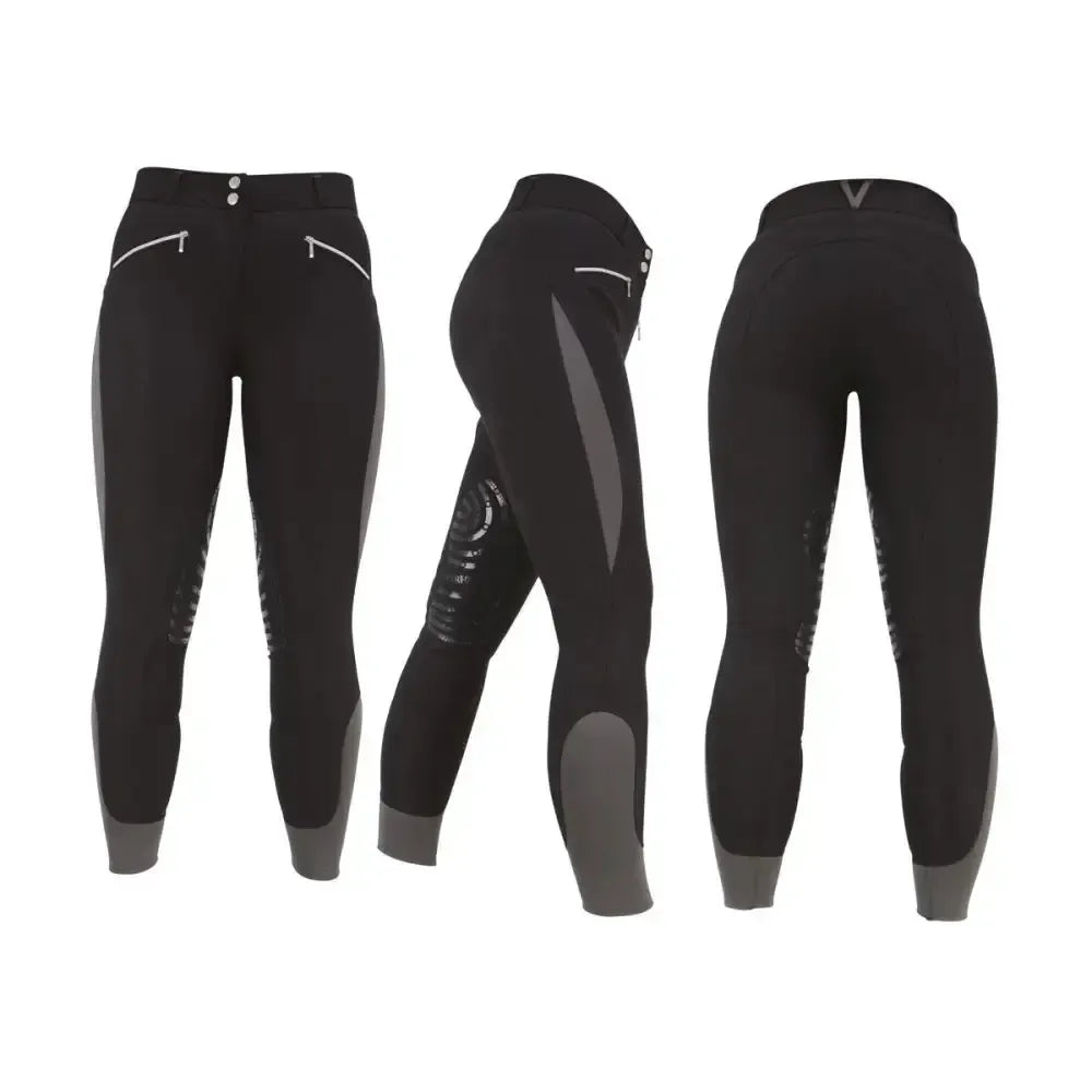 HY Equestrian Sports Active Ladies Breeches Black/Grey 26" Breeches