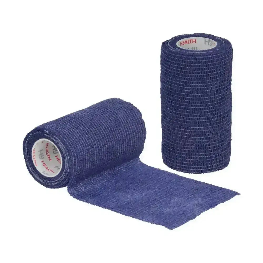Blue textured elastic equestrian sportwrap with health branded core flexible bandages for equestrian use