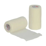 Two rolls of off-white translucent medical adhesive tape with health branding for equestrian sportwrap flexible use