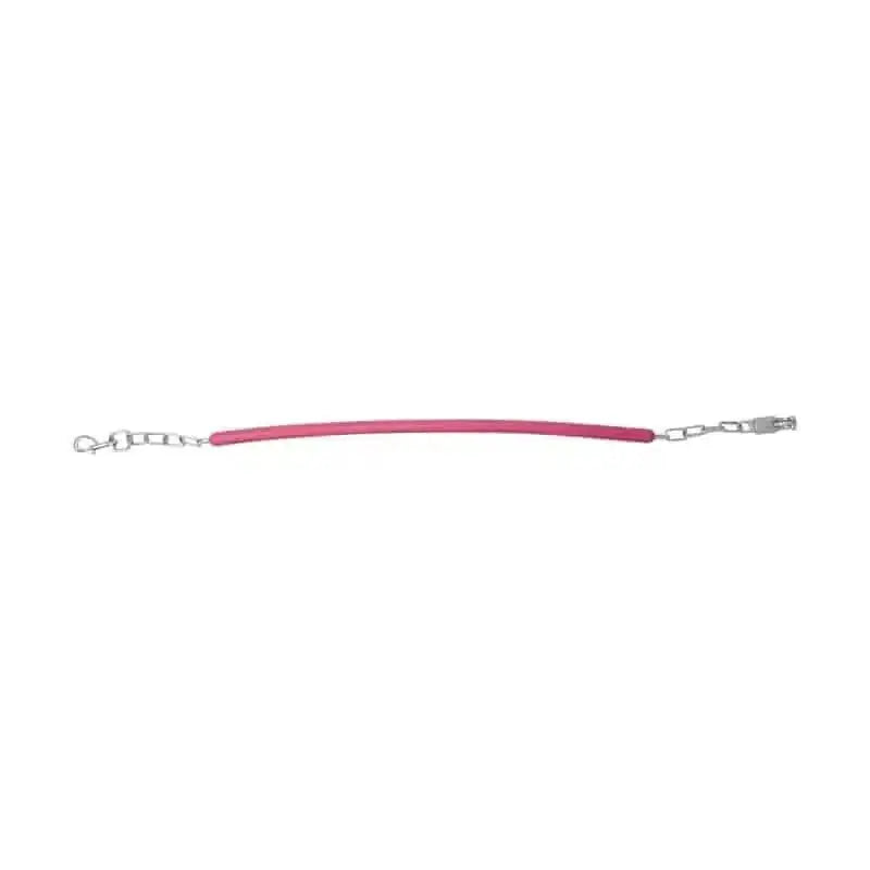 Pink leather horse halter strap with silver hardware for equestrian stable chain and durable stable accessory use