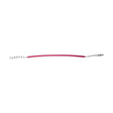 Pink leather horse halter strap with silver hardware for equestrian stable chain and durable stable accessory use