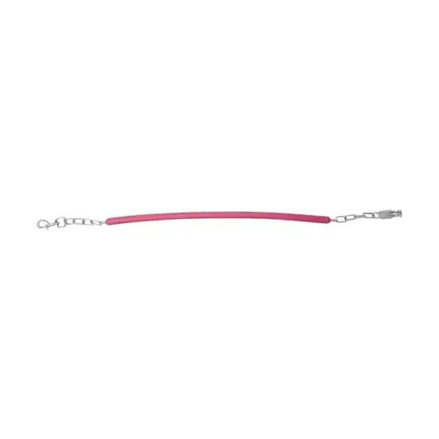 Pink leather horse halter strap with silver hardware for equestrian stable chain and durable stable accessory use