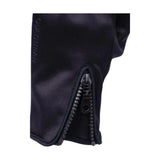 Black hy equestrian stalactite zip softshell glove showing back with black zipper for riding and general use