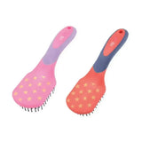 Pink and coral hy equestrian star easy soft bristle horse brushes with star patterns and easy grip mane handles