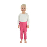 Bright pink Hy Equestrian Star Tots hard wearing jodhpurs with lace-up detail along outer leg seams
