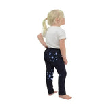 Navy blue hy equestrian star tots jodhpurs with light blue star pattern hard wearing jodhpur leggings for riders