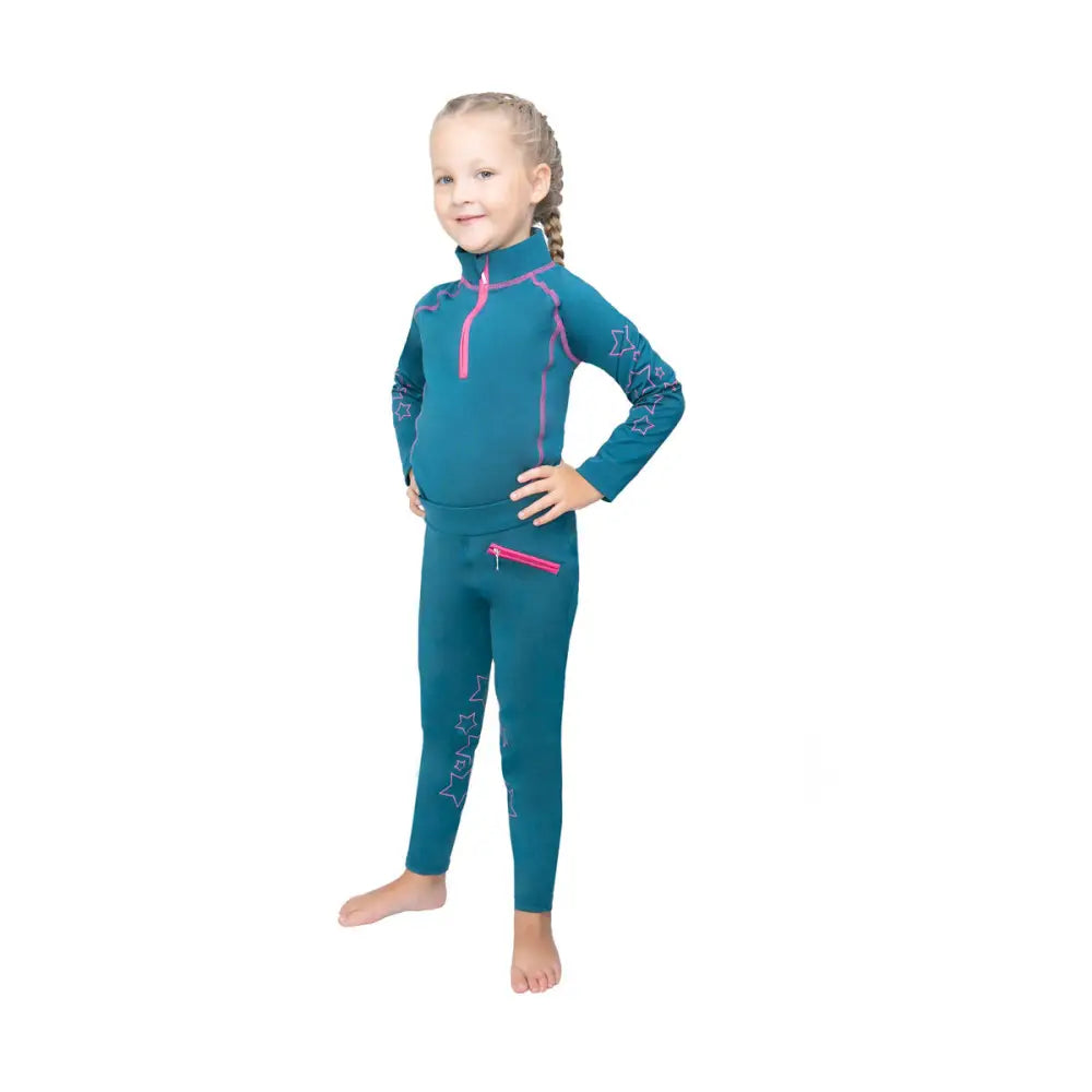 Hy Equestrian Stella Children's Base Layer Grey/Pink 3-4 Years Base Layers Barnstaple Equestrian Supplies