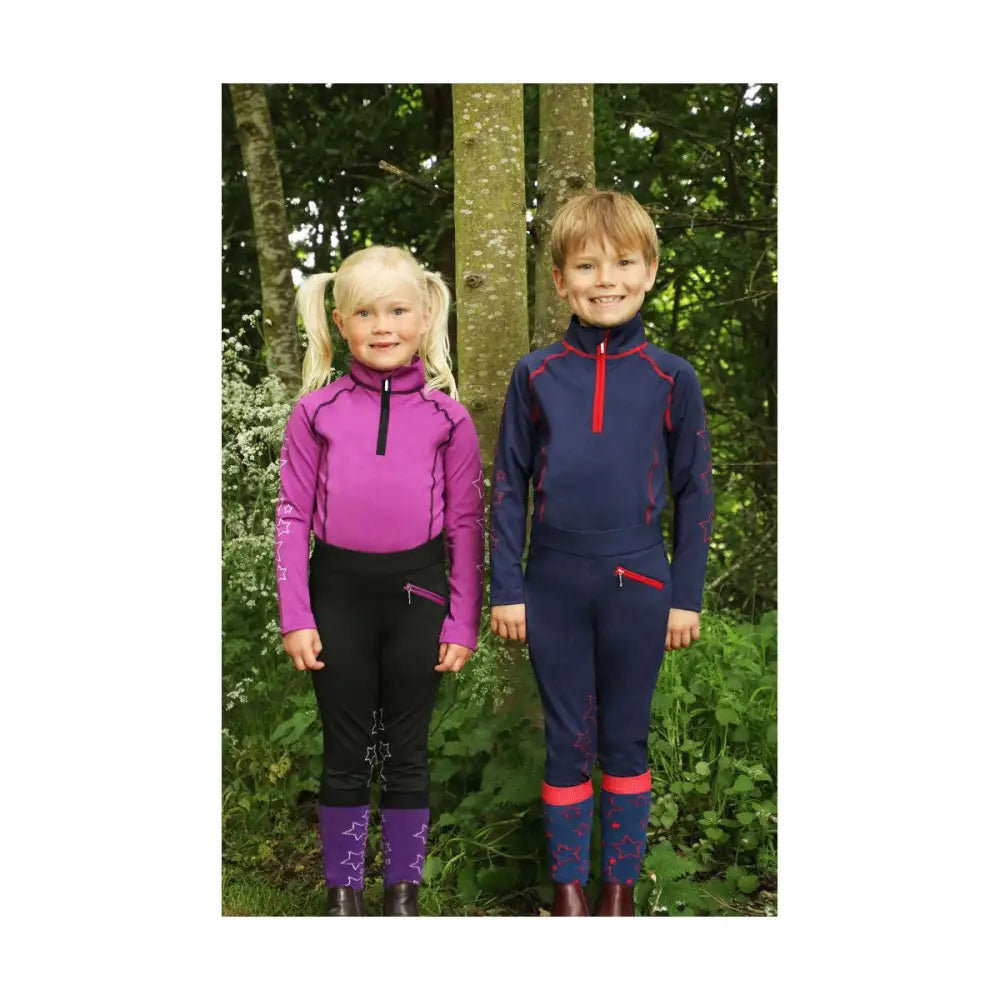 Hy Equestrian Stella Children's Base Layer Grey/Pink 3-4 Years Base Layers Barnstaple Equestrian Supplies