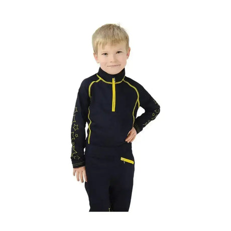 Hy Equestrian Stella Children's Base Layer Navy/Yellow 3-4 Years Base Layers