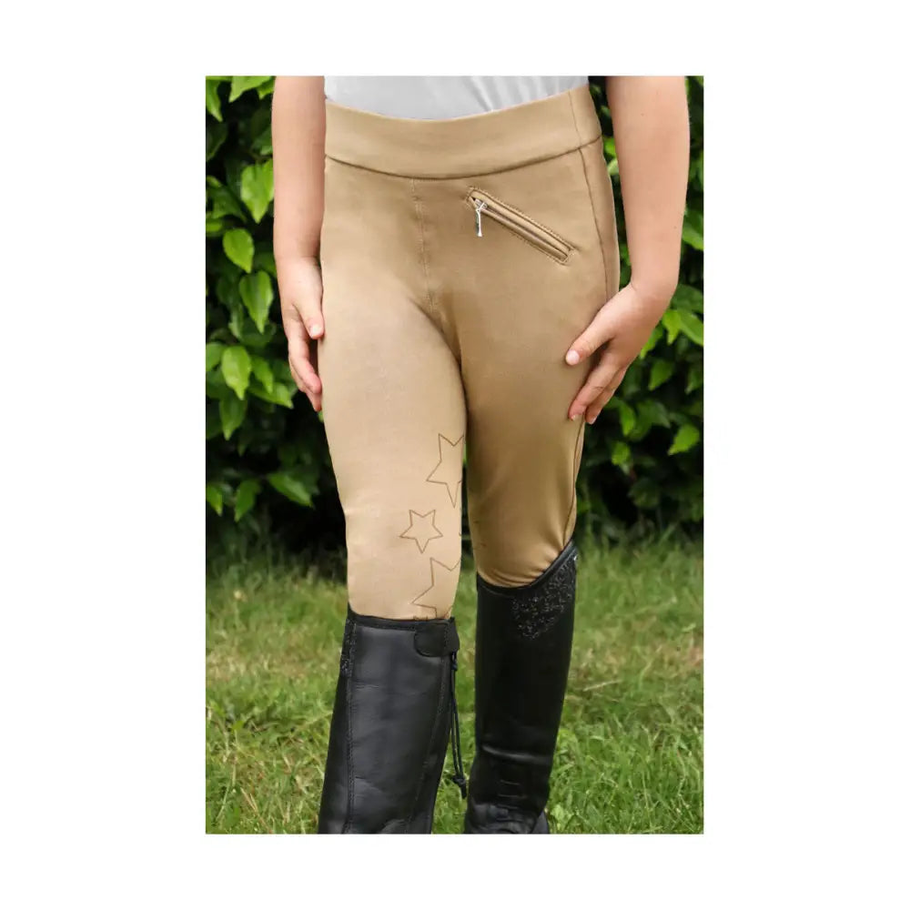 Hy Equestrian Stella Children's Riding Tights Beige 3-4 Years Riding Tights Barnstaple Equestrian Supplies