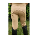 Beige hy equestrian stella children’s riding tights with padded seat and reinforced stitching for extra durability
