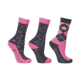 Hy Equestrian Stella Children's Socks (3 pack) Navy/Red Riding Socks