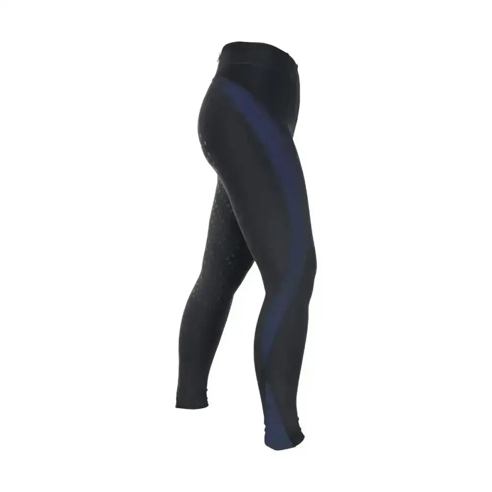 Black and navy blue sleek form-fitting equestrian supernova ladies riding skins perfect for riders