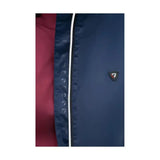 Navy blue nylon equestrian synergy blouson jacket with white zipper red lining and fully taped seams for durability