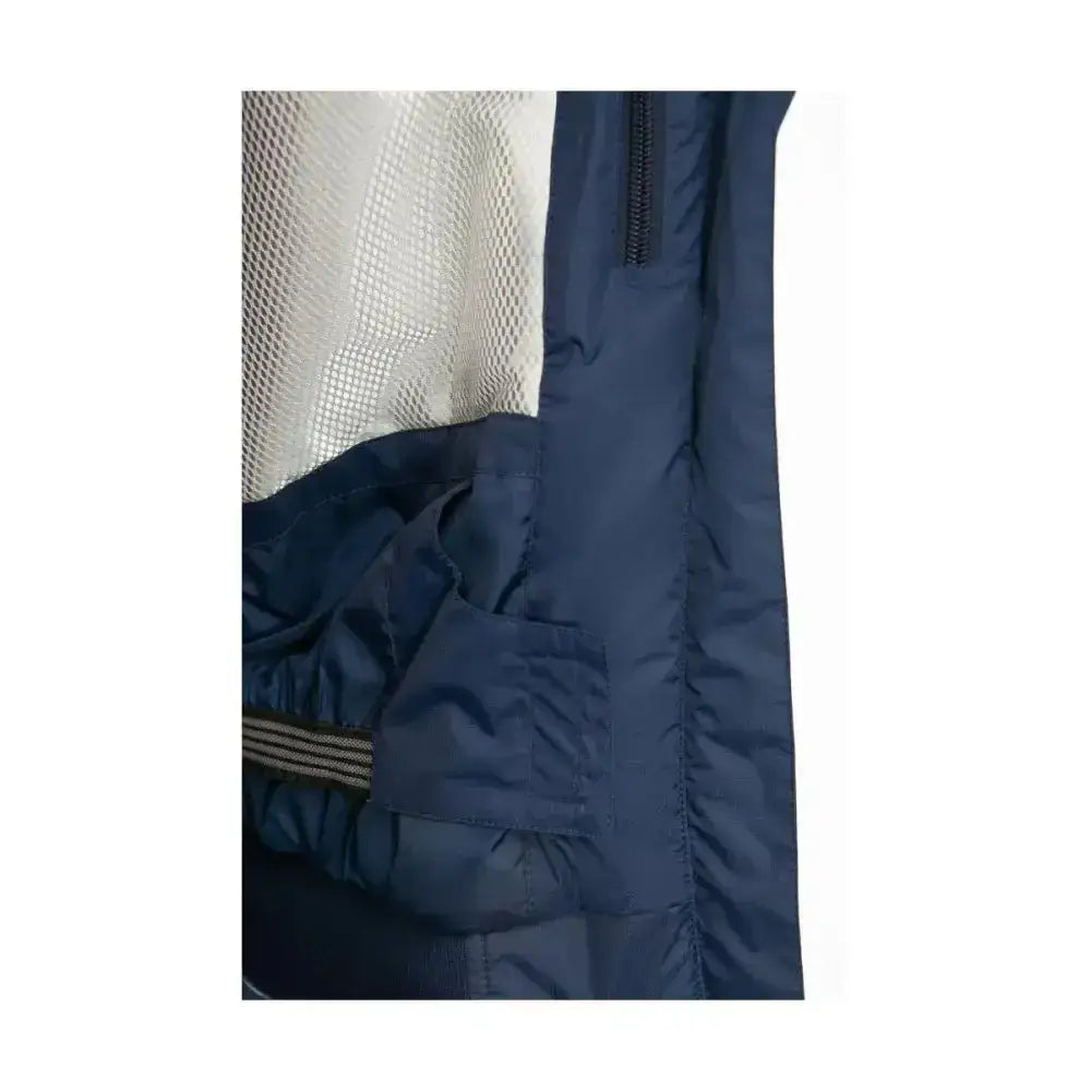 Navy blue hy equestrian synergy blouson jacket with mesh lining striped elastic cuff and fully taped seams