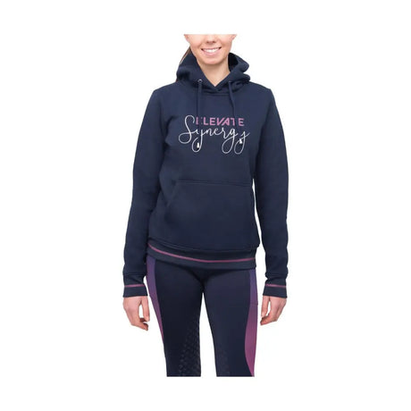 Hy Equestrian Synergy Elevate Hoodie-Navy/Fig-Large-Hoodies-HY Equestrian-Barnstaple Equestrian Supplies Tack Shop