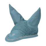 Hy Equestrian Synergy Fly Veil Aqua/Silver Cob Horse Ear Bonnets