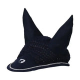 Hy Equestrian Synergy Fly Veil Navy/Silver Cob Horse Ear Bonnets
