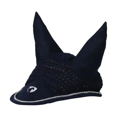 Hy Equestrian Synergy Fly Veil Navy/Silver Cob Horse Ear Bonnets