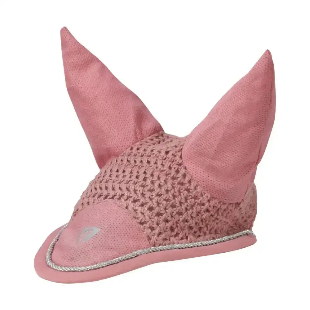 Hy Equestrian Synergy Fly Veil Rose/Silver Cob Horse Ear Bonnets