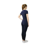 Navy blue form-fitting hy equestrian synergy riding tights set designed to allow unrestricted movement for riders