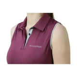 Maroon hy equestrian synergy sleeveless polo with gray inner collar and white embroidered h&h equestrian logo