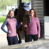 Blue mesh horse ear cover paired with hy equestrian synergy sync lightweight padded gilet for equestrian use