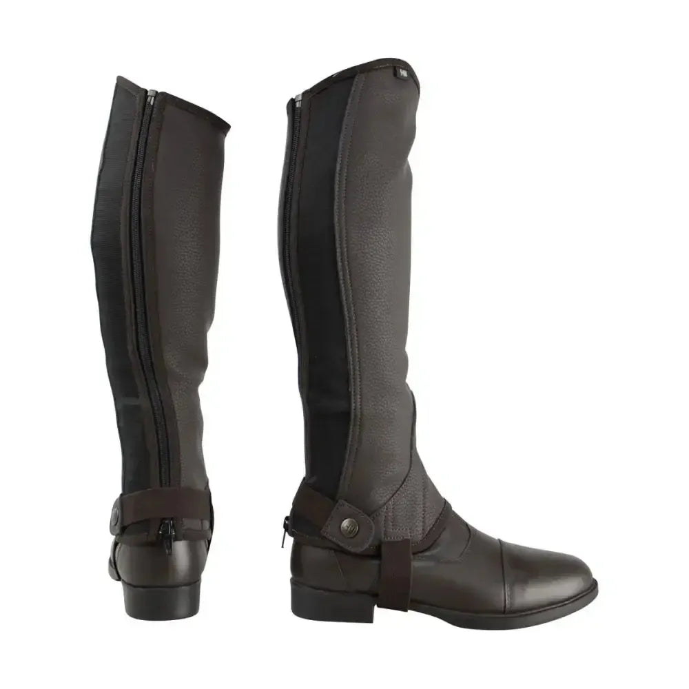 Hy Equestrian Synthetic Combi Leather Chaps Brown Large Riding Chaps