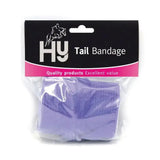 Purple hy equestrian tail bandage in clear plastic packaging made from quality cotton elasticated fabric