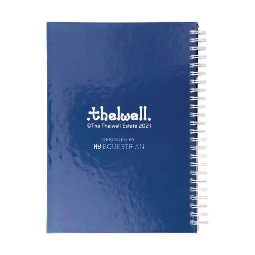 A navy blue glossy thelwell collection jumps spiral-bound notebook from hy equestrian perfect for fun equestrian thelwell collection use