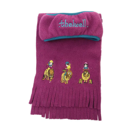 Hy Equestrian Thelwell Collection Pony Friends Fleece Headband & Scarf Set Imperial Purple/Pacific Blue Headwear & Neckwear Barnstaple Equestrian Supplies