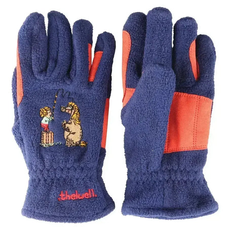 Hy Equestrian Thelwell Collection Practice Makes Perfect Children's Fleece Riding Gloves Navy/Red Child Small Riding Gloves