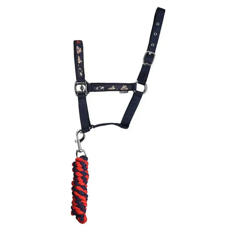 Hy Equestrian Thelwell Collection Practice Makes Perfect Head Collar & Lead Rope Navy/Red Cob Headcollar Sets