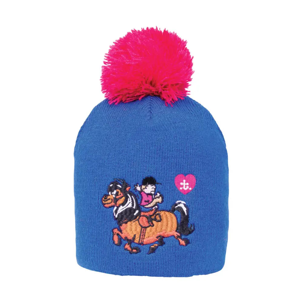 Hy Equestrian Thelwell Collection Race Bobble Hat Cobalt Blue/Magenta One Size Headwear Barnstaple Equestrian Supplies