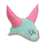 Hy Equestrian Thelwell Collection Trophy Fly Veil Mint/Pink Shetland Horse Ear Bonnets
