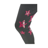 Black leggings with pink starfish pattern featuring black accents from hy equestrian theodora children’s riding tights