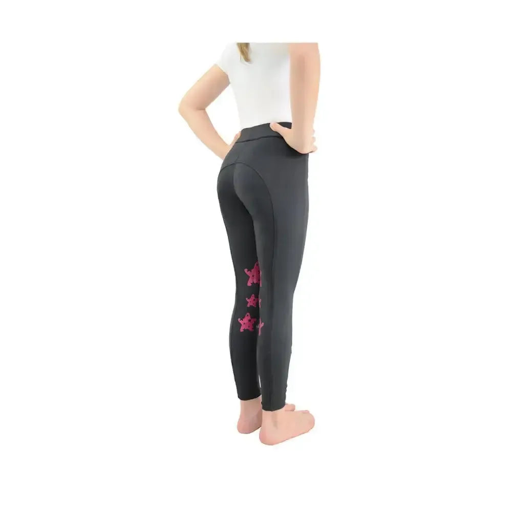 Hy Equestrian Theodora Children's Riding Tights Grey/Raspberry 3-4 Years Riding Tights