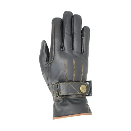 Hy Equestrian Thinsulate™ Leather Winter Riding Gloves Black/Tan Stitch Large Riding Gloves