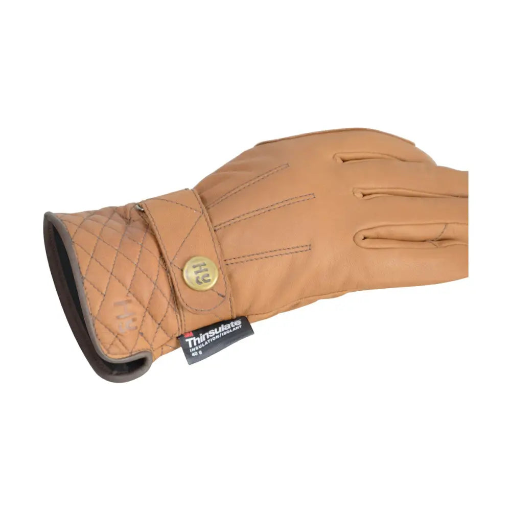 HY Equestrian Thinsulate™ Quilted Soft Leather Winter Riding Gloves Tan X Small Riding Gloves Barnstaple Equestrian Supplies