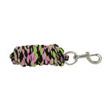 Hy Equestrian three toned lead rope with vibrant pink black lime green braids and silver toned metal clip fun lead rope