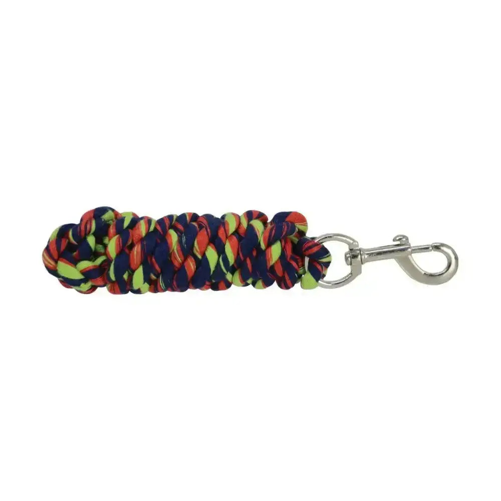 A vibrant hy equestrian three toned lead rope with braided design and silver toned metal clip perfect as a fun lead rope