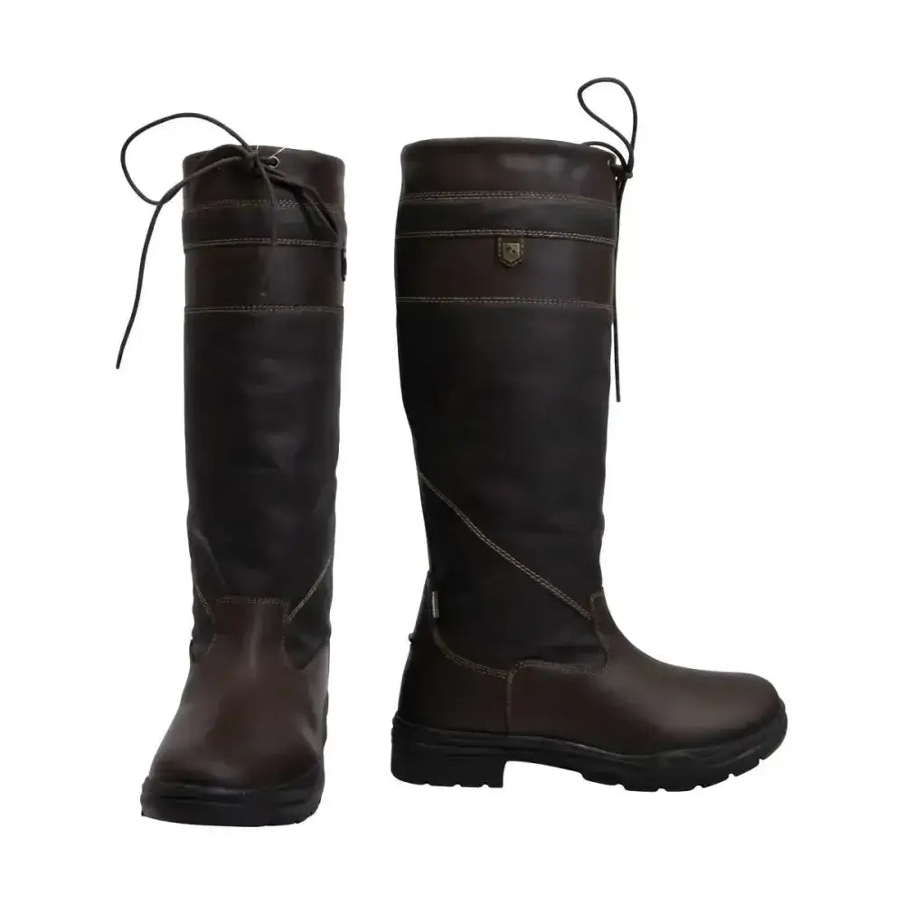 Dark brown leather tideswell country boot with black laces and subtle stitching for stylish country boots lovers