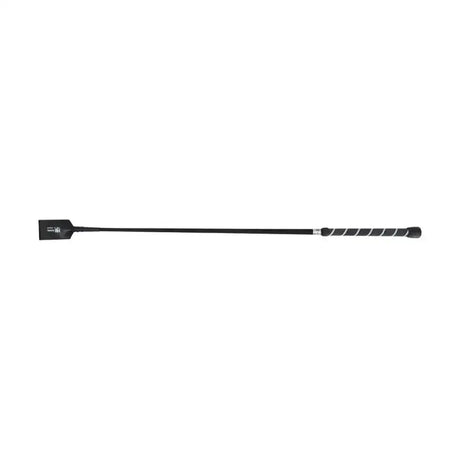 Black hy equestrian twister riding whip with textured cushion grip handle and flat rectangular head for riding use