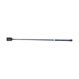 Navy blue hy equestrian twister riding whip with black cushion grip handle and striped design for riding control