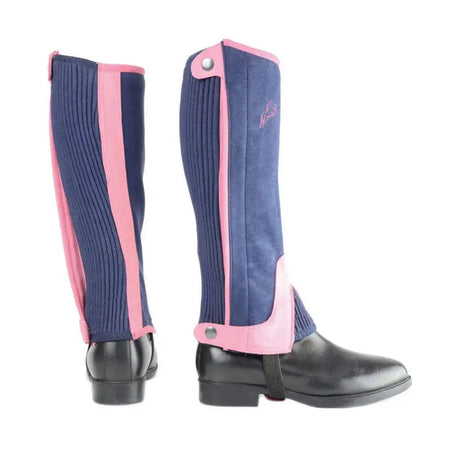 Hy Equestrian Two Tone Amara Half Chaps For Kids Navy / Raspberry Small Chaps & Gaiters Barnstaple Equestrian Supplies