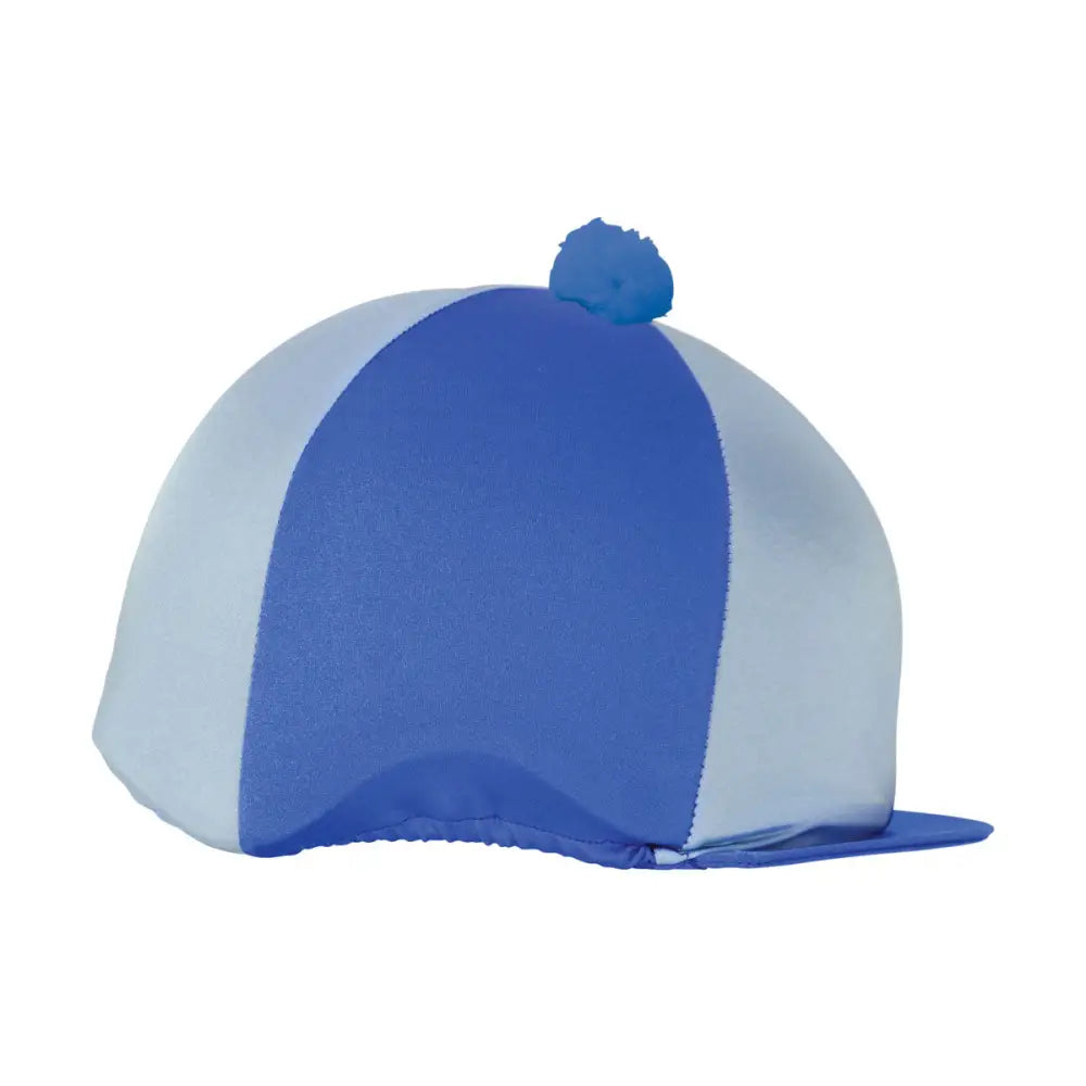 Hy Equestrian Two Tone Bobble Hat Cover Brilliant Blue/Light Blue One Size Hat Silks Barnstaple Equestrian Supplies