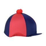 Hy Equestrian Two Tone Bobble Hat Cover Navy/Red One Size Hat Silks Barnstaple Equestrian Supplies