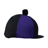 Hy Equestrian Two Tone Lycra Silks with Bobble Purple/Black Hat Silks Barnstaple Equestrian Supplies