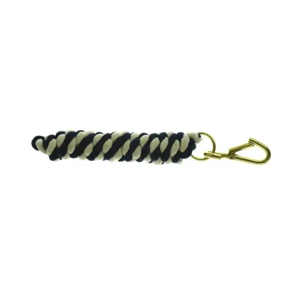 Black and cream two tone twisted lead rope keychain with gold-toned carabiner clip from hy equestrian